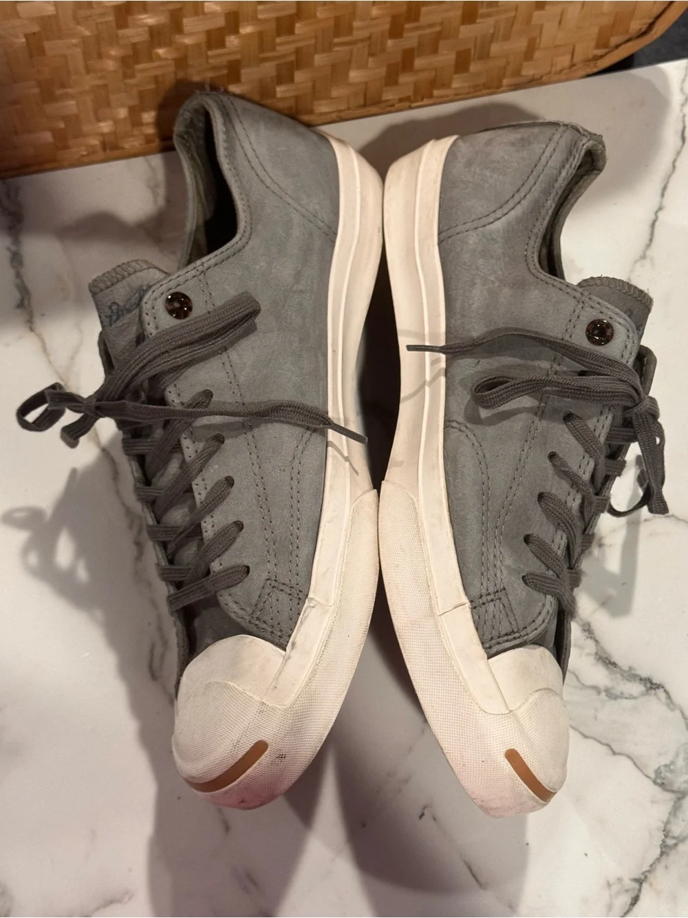 Converse x Jack Purcell Nubuck Tortoise Grey Low Charcoal Sneakers 142686C - Picture 3 of 8